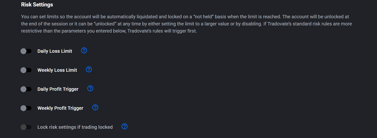 Tradovate Risk Settings – How to Set Daily & Weekly Limits