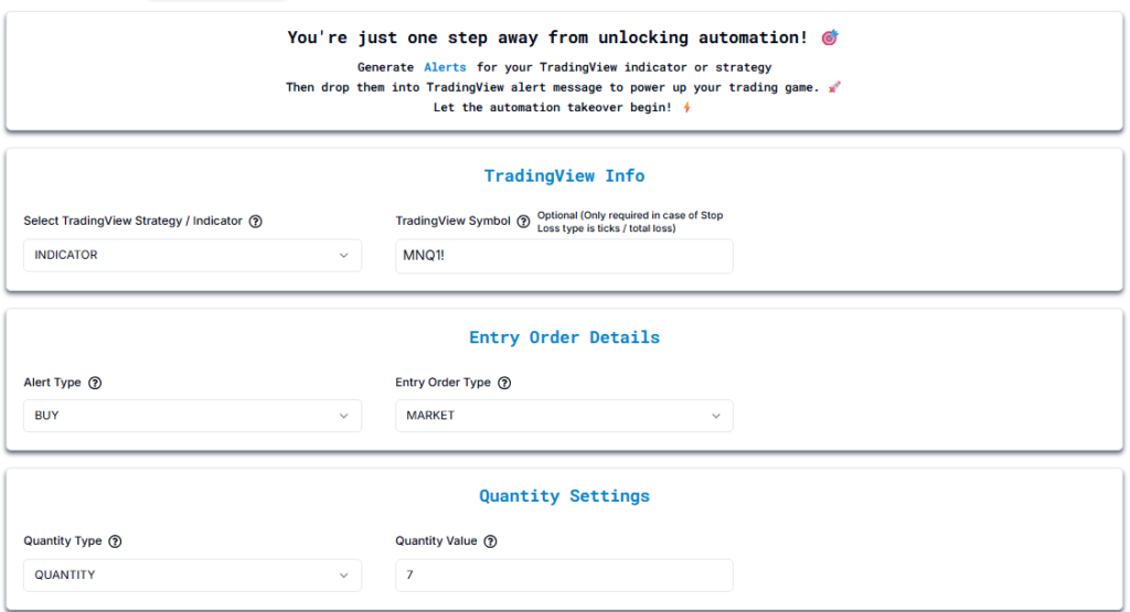 PickMyTrade advanced TP/SL configuration