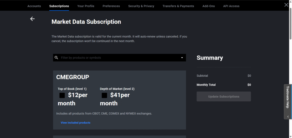 Market Data Subscription